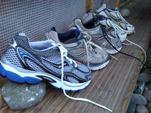 Five generations of Foster's Saucony shoes